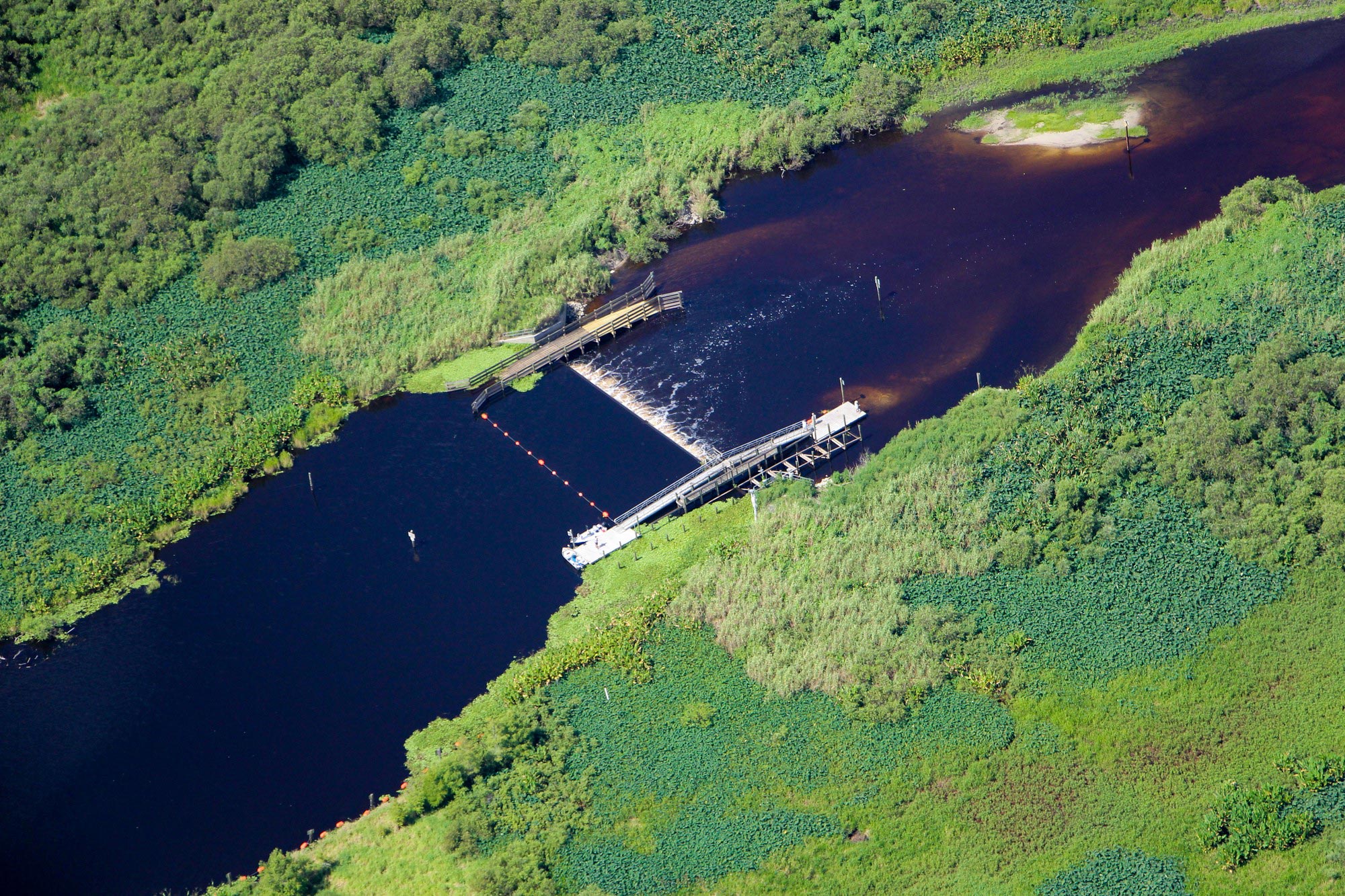 Aerial view of the The Lake Washington weir