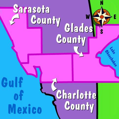 Illustration of counties around Lake Okeechobee