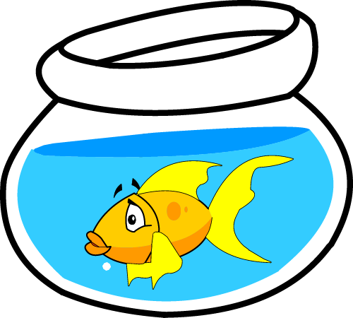 Illustration of a gold fish in a bowl